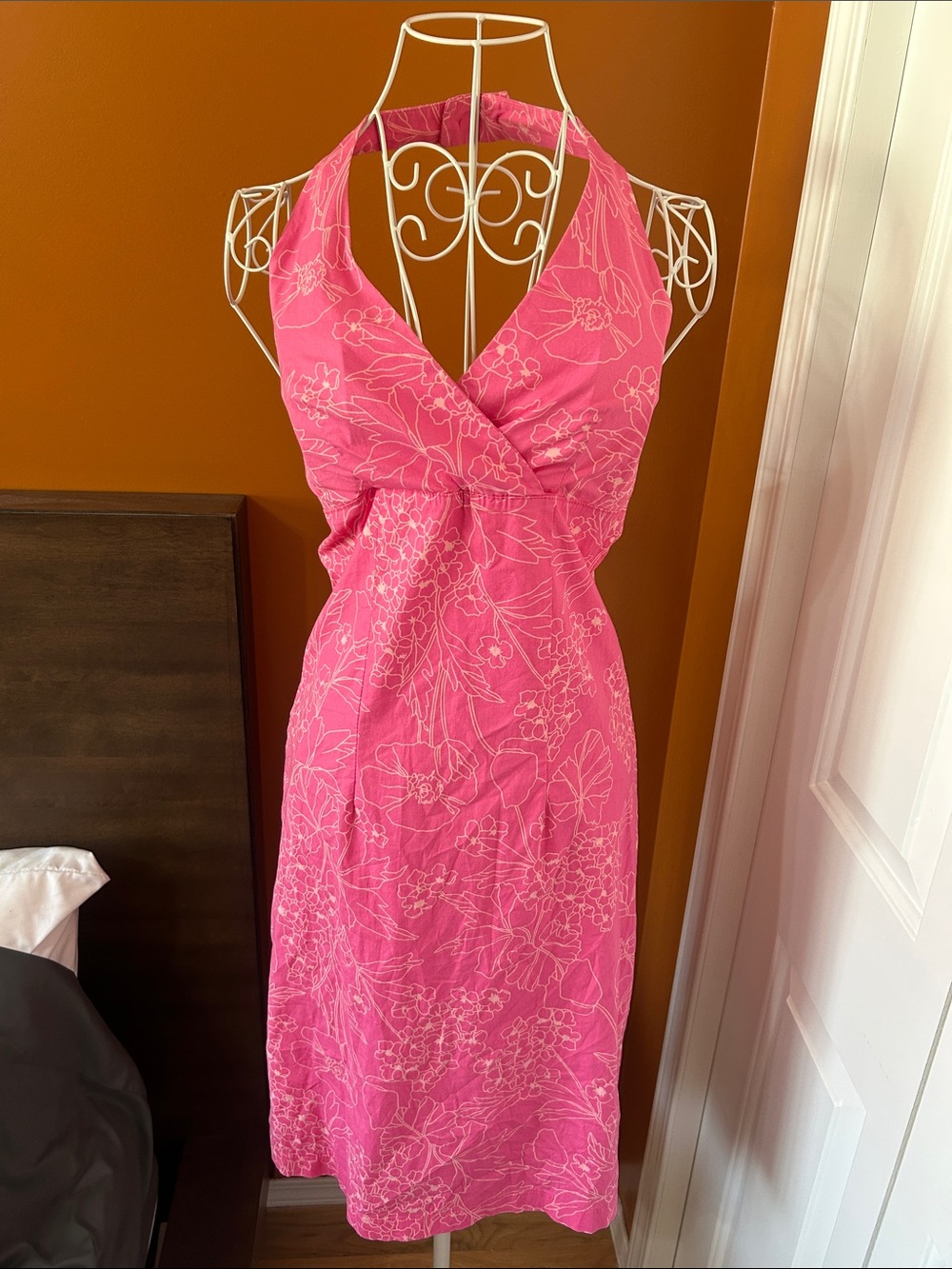 Vintage Y2K Suzy Shier Pink Floral Halter Dress Made in Canada Size 7/8 - Picture 2 of 13